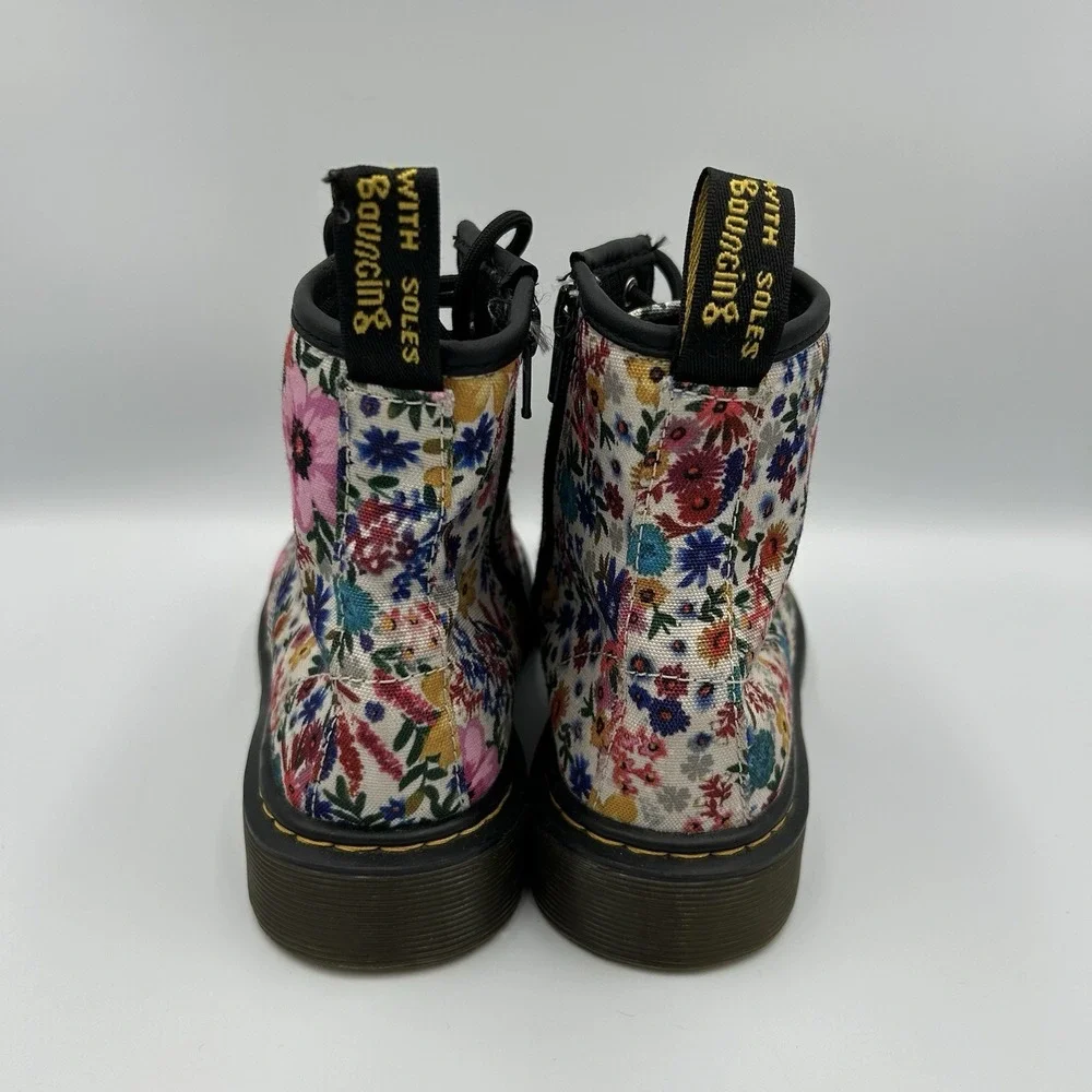 Dr. Martens‎ Delaney Y Wander Floral Poppy Bloom Combat Moto Boot Girls Size 3